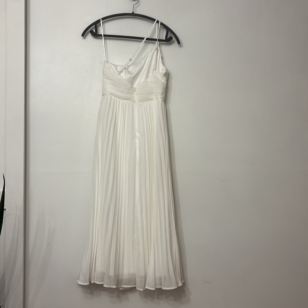 NWOT Lulus Wondrous Muse White Pleated One-Shoulder Plisse Midi Dress - Picture 8 of 10